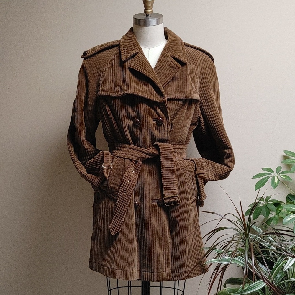 Vintage Corduroy Short Trench Coat - Picture 3 of 17